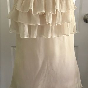 Romantic cream ruffle string tank